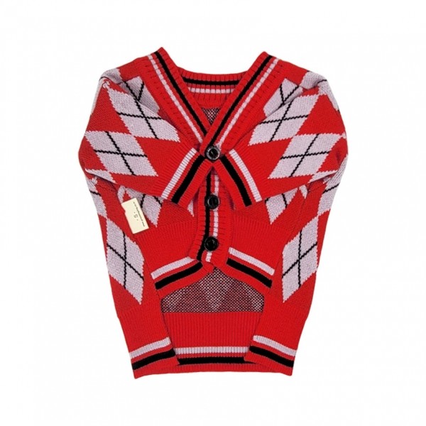 페오펫몰,[보름달특가] 그루밍독 반려동물 아가일 니트 가디건 S-2XL, 3 colors