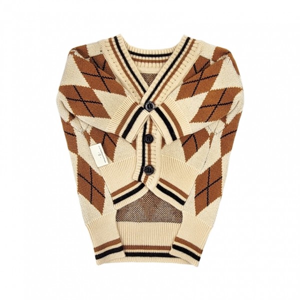 페오펫몰,[보름달특가] 그루밍독 반려동물 아가일 니트 가디건 S-2XL, 3 colors