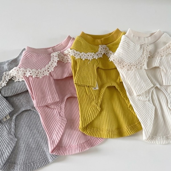 페오펫몰,[댕썸머특가] 그루밍독 반려동물 골지 레이스 티셔츠 S-2XL, 4 colors