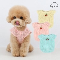 그루밍독 반려동물 강아지옷 체리방울 마카롱 니트조끼 S-2XL, 3colors