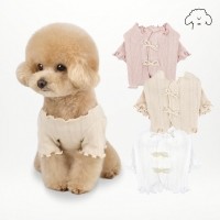 그루밍독 반려동물 쁘리띠 리본 크롭티 가디건 스타일 XS-XL, 3colors
