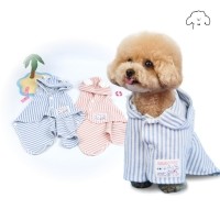 그루밍독 반려동물 스트라이프 곰돌이 판초타월 테리원단 S-XL, 2color