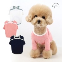 그루밍독 반려동물 심플리본 컬러배색 티셔츠 S-2XL, 3colors