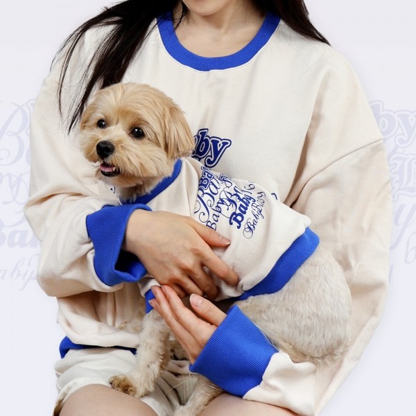 페오펫몰,[보름달특가] 그루밍독 반려동물 커플룩 마이베이비 맨투맨 티셔츠 S-2XL, 2colors & 견주용 맨투맨