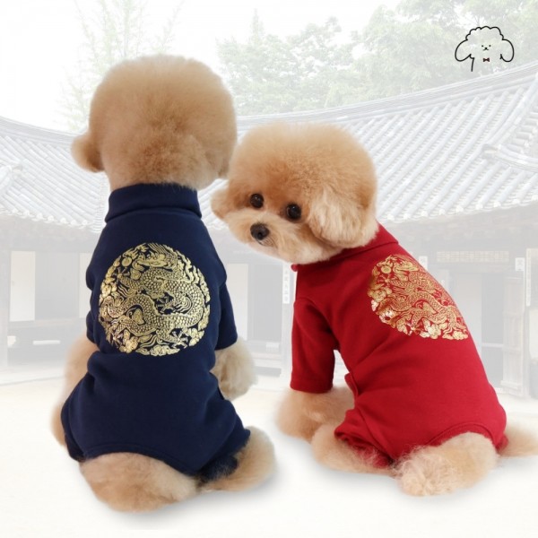 그루밍독 반려동물 용무늬 한복 올인원 S-XL, 2 colors