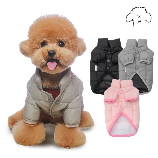 그루밍독 반려동물 경량패딩 하네스홀 아우터 자켓 S-2XL, 3 colors