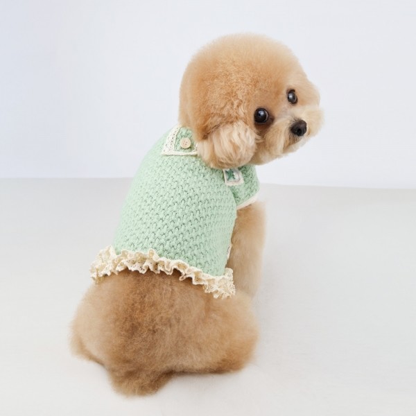 페오펫몰,그루밍독 반려동물 트리플 플라워 간절기 니트 S-2XL, 2colors