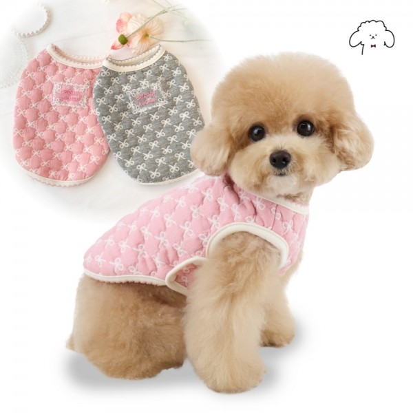 페오펫몰,그루밍독 반려동물 리본 누빔 조끼 S-2XL, 2 colors