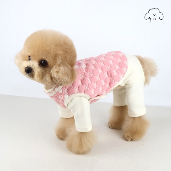 페오펫몰,그루밍독 반려동물 리본 누빔 조끼 S-2XL, 2 colors