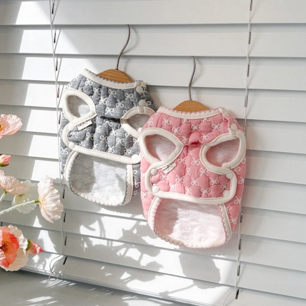 페오펫몰,그루밍독 반려동물 리본 누빔 조끼 S-2XL, 2 colors