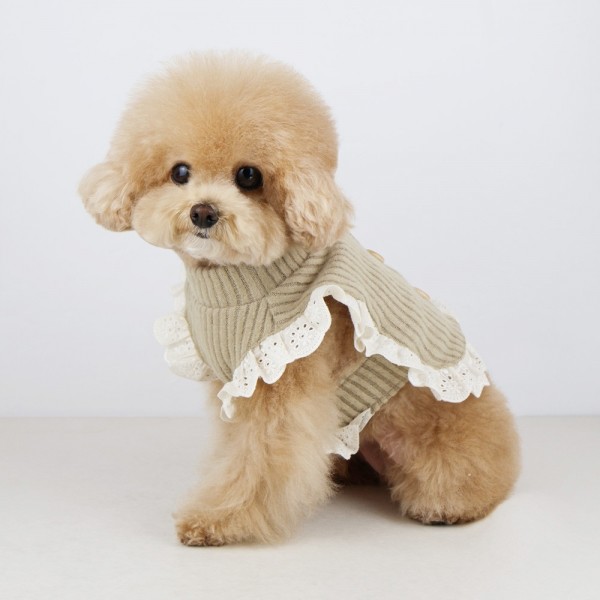페오펫몰,그루밍독 반려동물 밀크티 프릴 니트 S-XL, 2 colors