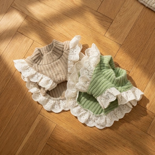 페오펫몰,그루밍독 반려동물 밀크티 프릴 니트 S-XL, 2 colors