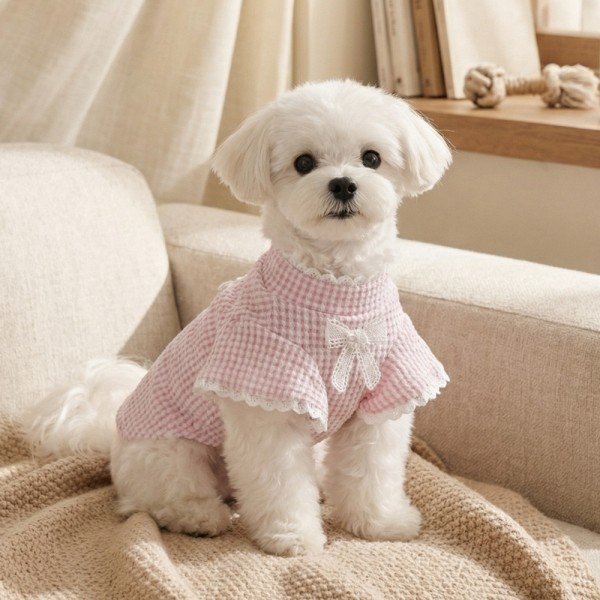 페오펫몰,반려동물 강아지 고양이 로맨틱 벨소매 티 S-XL, 2colors