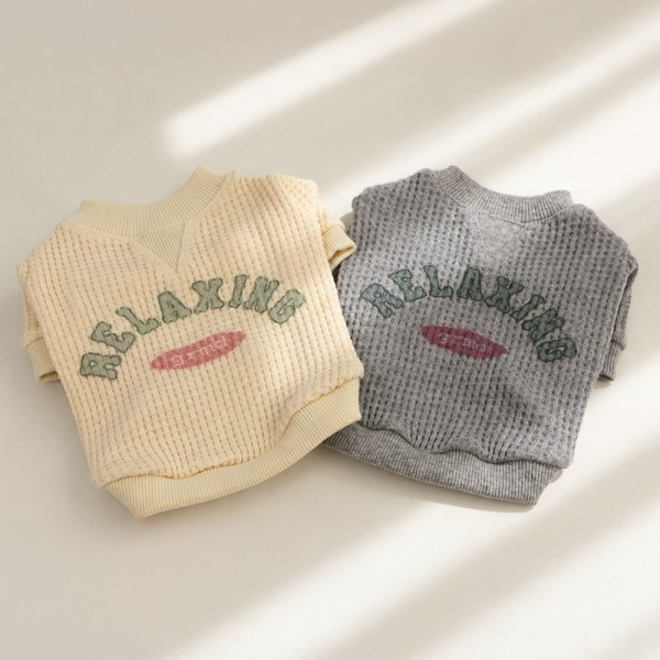 페오펫몰,그루밍독 반려동물 간절기 릴랙싱 와플 티셔츠 S-2XL, 2 colors