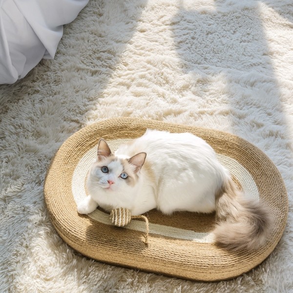 페오펫몰,[행복특가] 레토 고양이 스크래쳐 특대형 사이잘삼 침대 60x40 LPS-SS03
