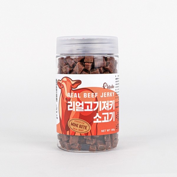 페오펫몰,비갈로 리얼고기져키 소고기 미니바이트 180g	 노즈워크 훈련 간식