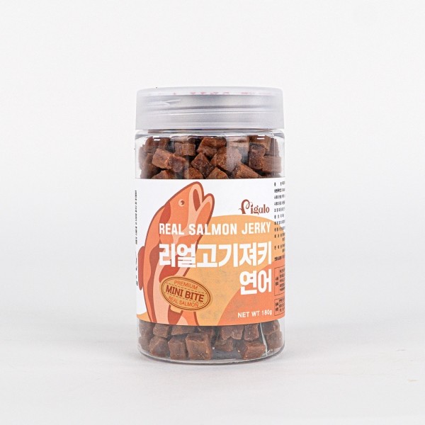 페오펫몰,비갈로 리얼고기져키 연어 미니바이트 180g 노즈워크 훈련 간식