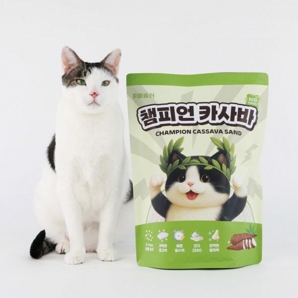 페오펫몰,페슬러 챔피언 카사바 고양이 모래 4.5kg x 3개입 (1박스)