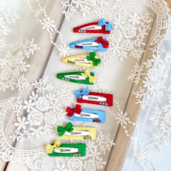 삼각 사각 3cm 강아지 똑딱핀 비쥬 반려동물 여름 비비드 미간핀 방수핀