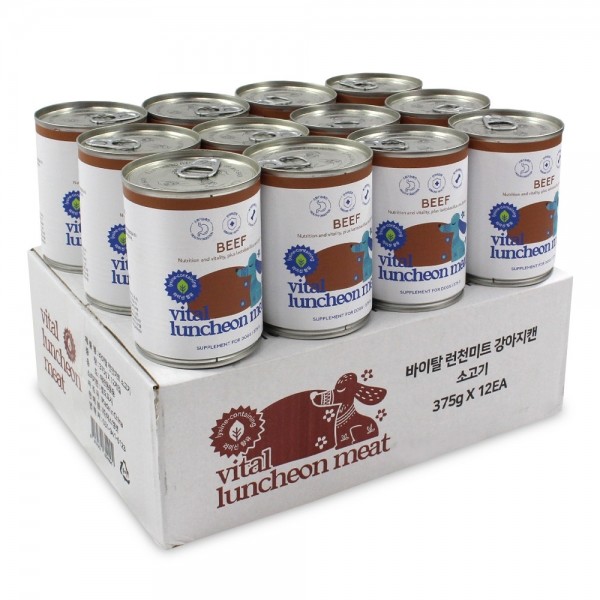 페오펫몰,댕냥이라이프 강아지 바이탈 런천미트 간식 캔 소고기 375g X 12캔