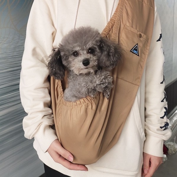 페오펫몰,오늘멍냥 브라운 깃털 슬링백 앞가방 이동가방