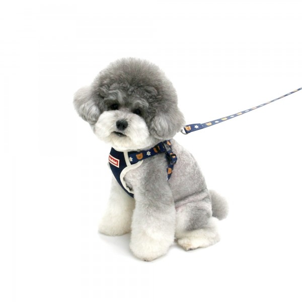 페오펫몰,[댕냥데이특가] DOT FLOWER BEAR MESH HARNESS-NAVY(메쉬하네스)
