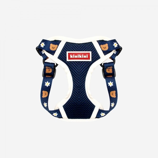 페오펫몰,[댕냥데이특가] DOT FLOWER BEAR MESH HARNESS-NAVY(메쉬하네스)