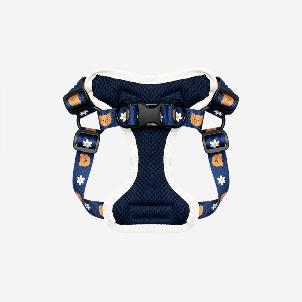 페오펫몰,[댕냥데이특가] DOT FLOWER BEAR MESH HARNESS-NAVY(메쉬하네스)