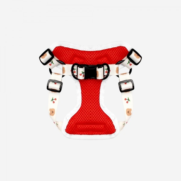 페오펫몰,[댕냥데이특가] DOT CHERRY BEAR MESH HARNESS-IVORY(메쉬하네스)