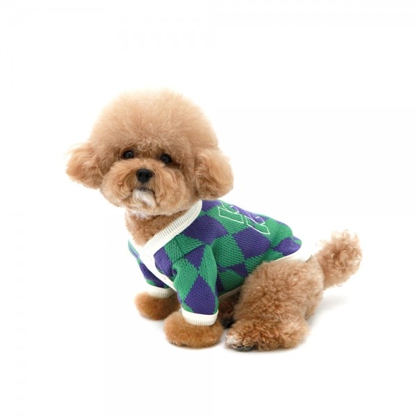 페오펫몰,KINI DIAMOND PATTERN CARDIGAN-PURPLE(가디건)