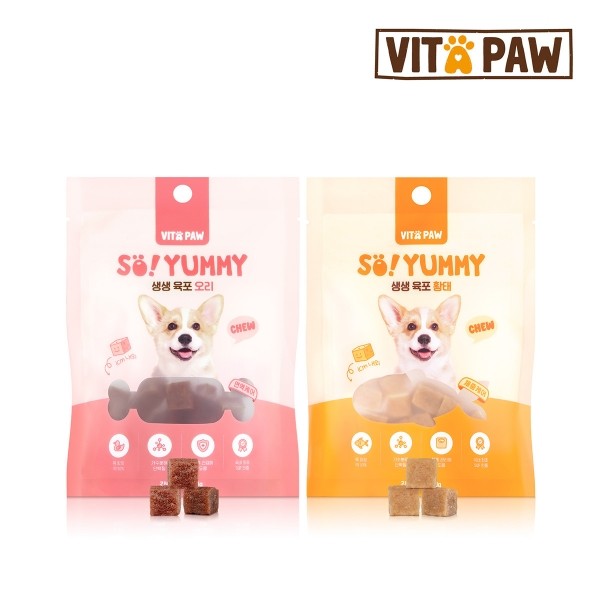 페오펫몰,[샘플] 비타파우 쏘야미 생생 육포 강아지간식 오리/황태 50g [최저가]