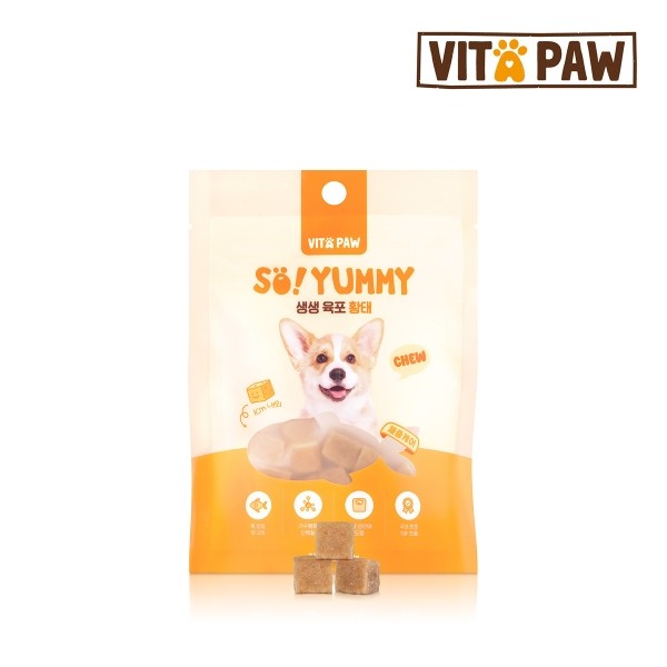 페오펫몰,[샘플] 비타파우 쏘야미 생생 육포 강아지간식 오리/황태 50g [최저가]