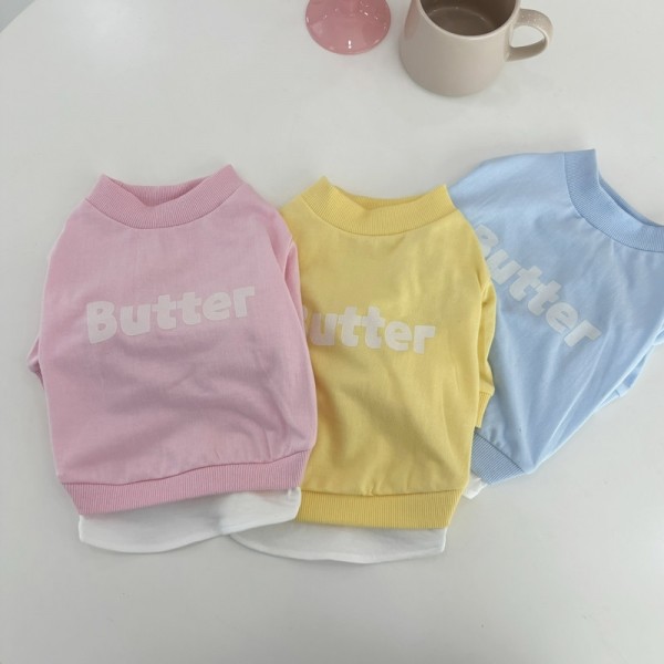 페오펫몰,해피댕댕 버터레이어드맨투맨 (3color) 강아지 봄코디 티셔츠 S - XL