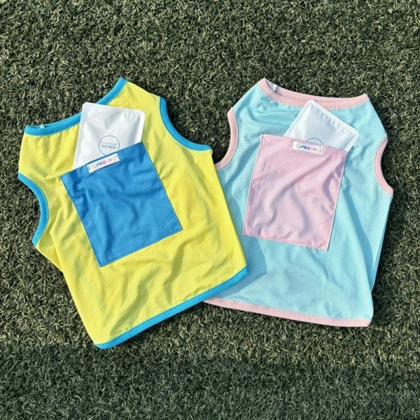 페오펫몰,해피댕댕 투톤쿨조끼 (2color) 강아지 쿨링나시 아이스팩포함 S - 2XL