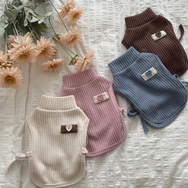 페오펫몰,해피댕댕 하트단추케이프조끼 / 3초컷 강아지니트 기모조끼 S-XL