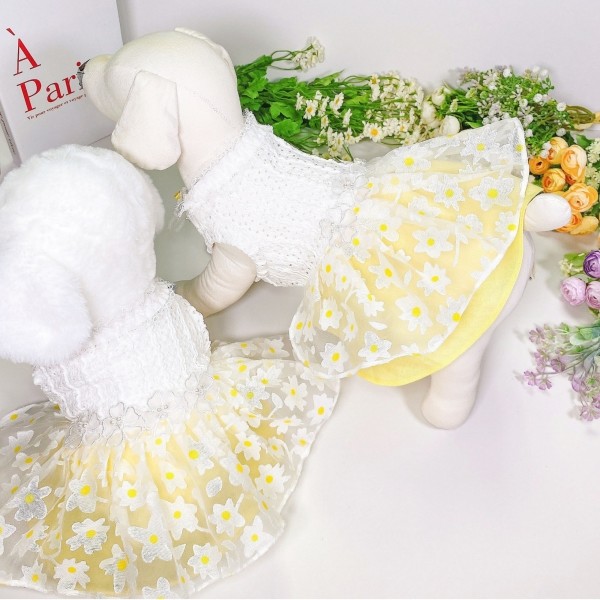 페오펫몰,플로피이얼스[꽃길특가]카밀리아 화이트드레스,강아지원피스