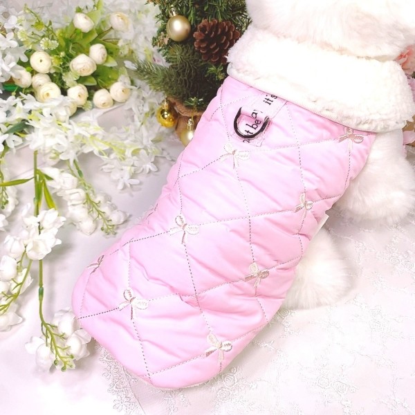 페오펫몰,[꽃길특가]핑크허니 퀼팅패딩 강아지겨울옷, 강아지아웃터 패딩조끼,애견의류,D링,강아지패딩