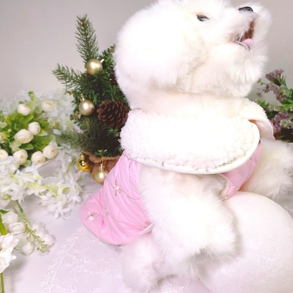 페오펫몰,[꽃길특가]핑크허니 퀼팅패딩 강아지겨울옷, 강아지아웃터 패딩조끼,애견의류,D링,강아지패딩