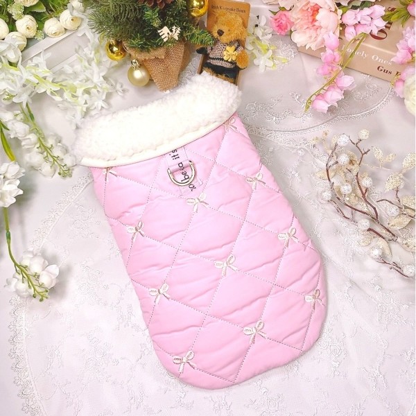 페오펫몰,[꽃길특가]핑크허니 퀼팅패딩 강아지겨울옷, 강아지아웃터 패딩조끼,애견의류,D링,강아지패딩