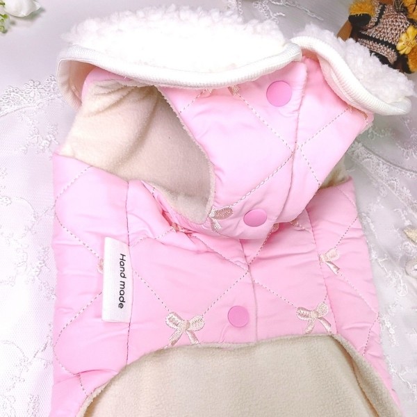 페오펫몰,[꽃길특가]핑크허니 퀼팅패딩 강아지겨울옷, 강아지아웃터 패딩조끼,애견의류,D링,강아지패딩