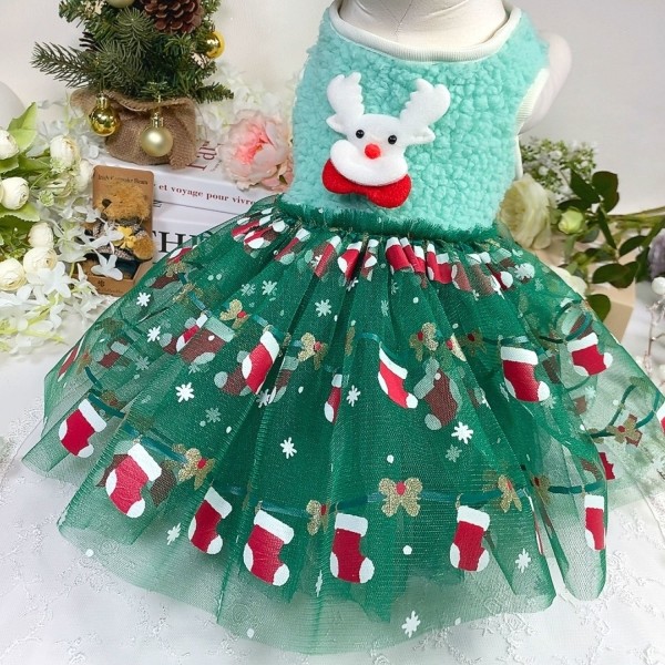 [감사특가]플로피이얼스,크리스마스 강아지크리스마스 코스튬 양말 강아지튜튜드레스애견원피스