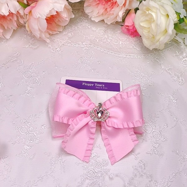 페오펫몰,[설날특가]핑크프릴강아지리본,강아지악세사리아동리본,여아헤어핀