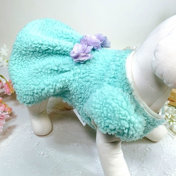 페오펫몰,[꽃길특가]멜론벌룬 플리스 강아지드레스 뽀글이드레스,강아지후리스,강아지옷