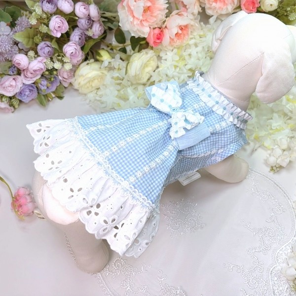 페오펫몰,플로피이얼스[꽃길특가]플로럴 레이스 ,강아지 드레스  원피스 헤어리본