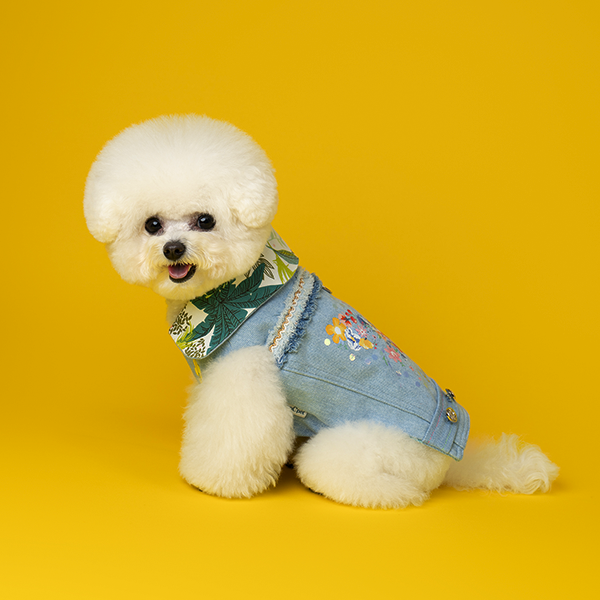 페오펫몰,Denim Flower Harness 데님 플라워 하네스