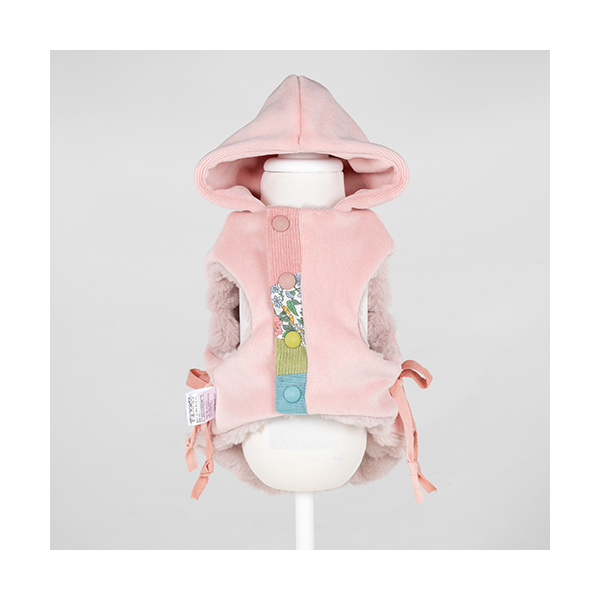 페오펫몰,Fur Vest Harness Pink (Double Sided) 털조끼 하네스 핑크 (양면)