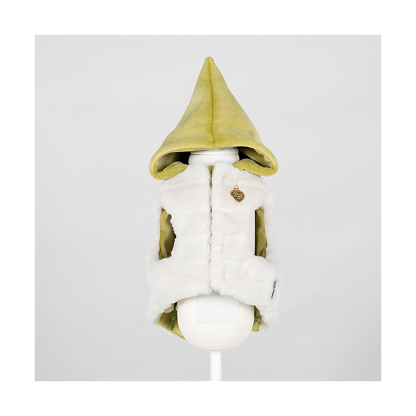 페오펫몰,Fur Vest Harness Green (Double Sided) 털조끼 하네스 그린 (양면)