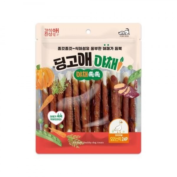 페오펫몰,개과천선 딩고애야채 강아지 간식 딩고오리지널 딩고스틱 S 치킨 오리 개껌 24P 치석제거