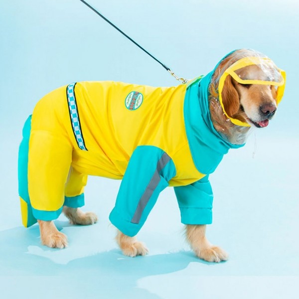 페오펫몰,개과천선 빅메쉬 우비 강아지 레인코트 민트 옐로우