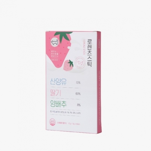 페오펫몰,[로렌츠] 강아지 고양이 스틱간식 산양유딸기 120g [최저가]